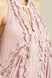 pink - ruffle detailed sleeveless swing top
