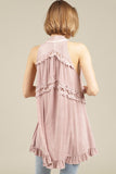 pink - ruffle detailed sleeveless swing top